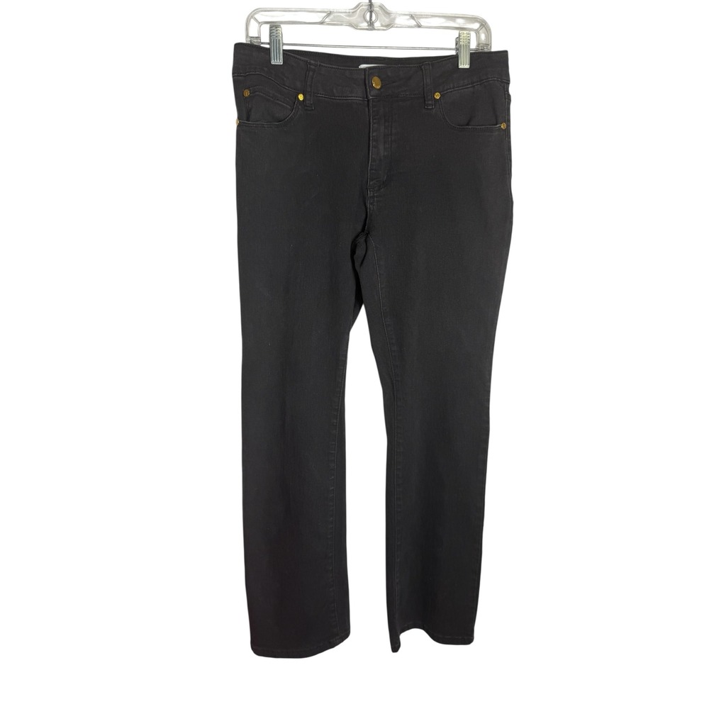 Tahari Jeans Size 8 Premium Denim Black Wash Jeans Women's Straight Leg Style